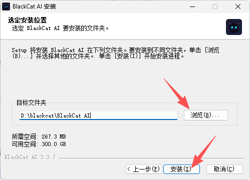 选择安装目录后安装应用